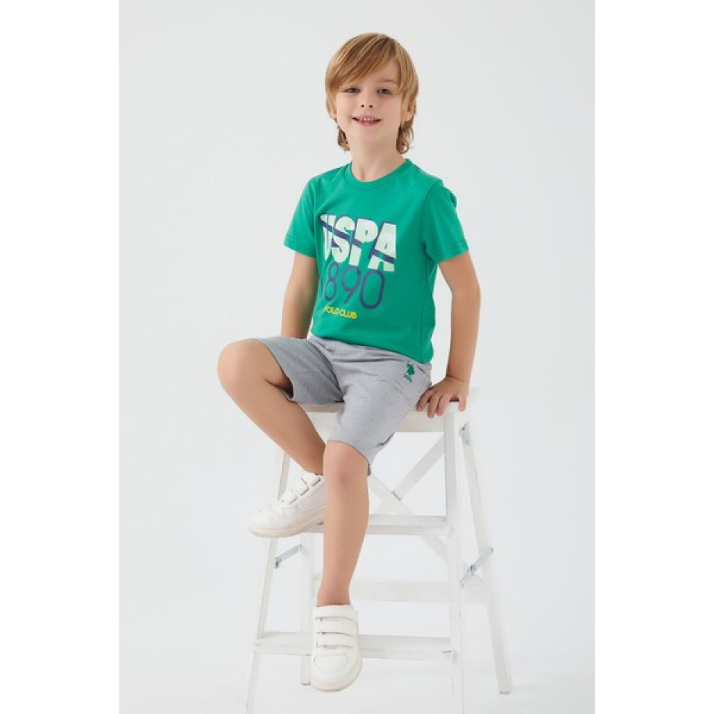 U.s. Polo Assn Palm Leaf Detail Çam Yeşili Erkek Çocuk Bermuda Takım Erkek Çocuk Capri / Kapri Fiyatı