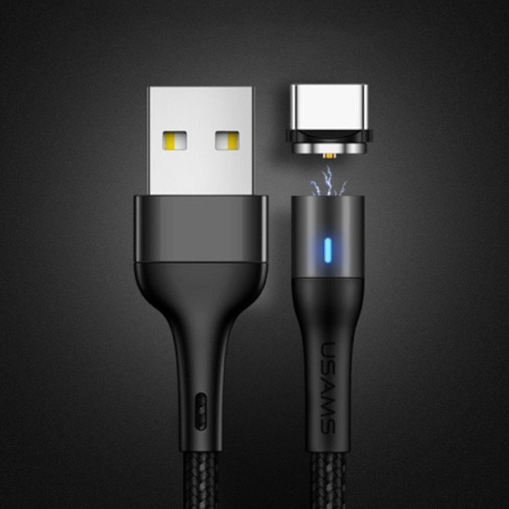 Usams Aluminium Alloy Mıknatıslı Başlık USB Type C Şarj Kablosu - Siyah Cep Telefonu Şarj Cihazı Fiyatı