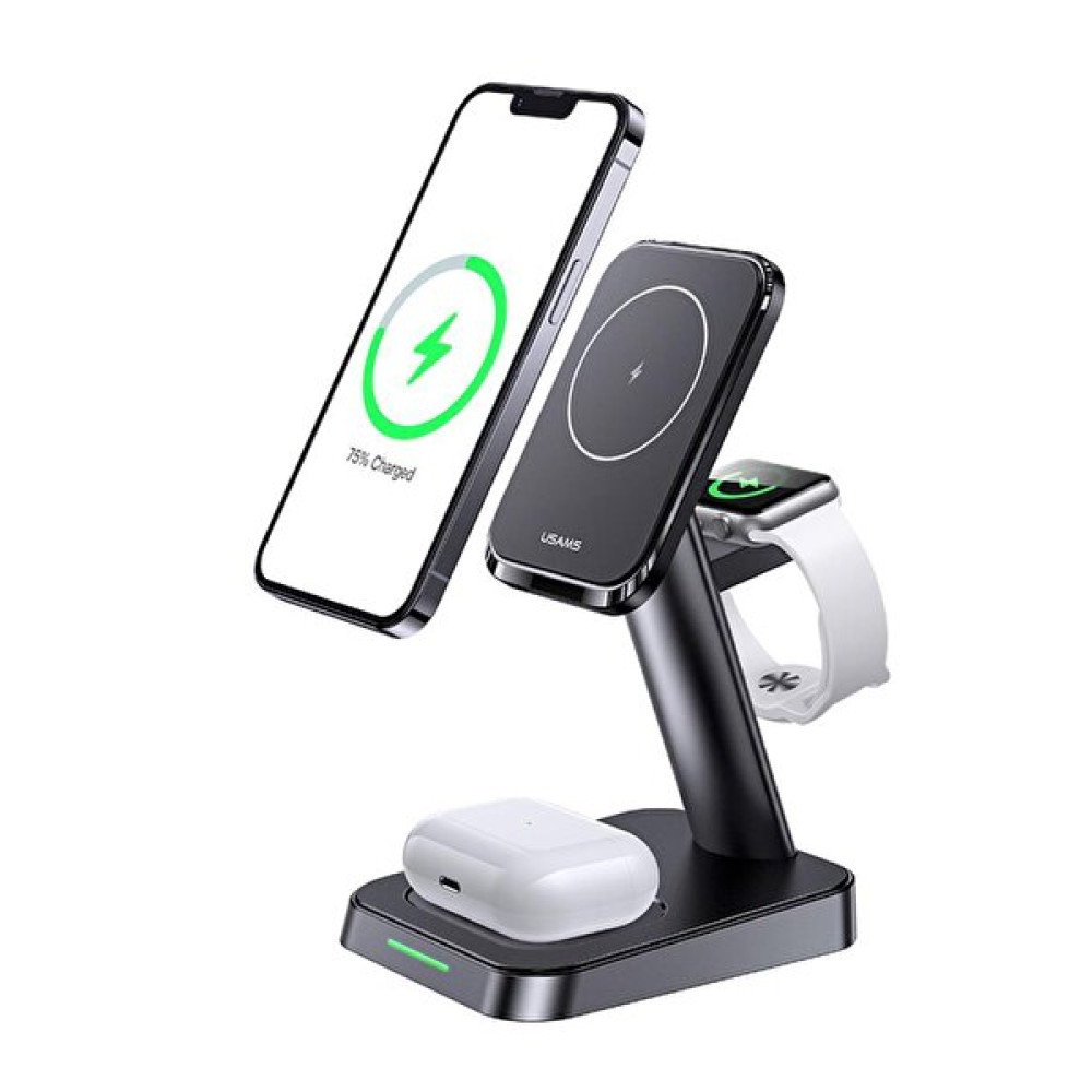 Usams Us-Cc150 20W 3'ü 1 Arada Type-C iPhone-AirPods Uyumlu Manyetik Kablosuz Şarj Standı Taşınabilir Şarj Cihazı - Powerbank Fiyatı