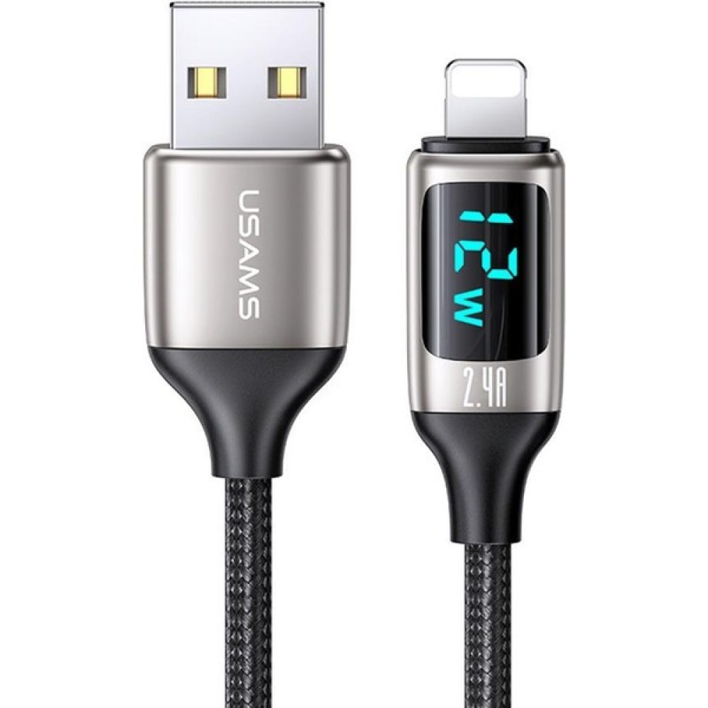 Usams US-SJ543 Dijital Göstergeli - Çipli - Örgülü1.2m 2.4A Lightning iPhone Uyumlu Şarj ve Data Kablosu Cep Telefonu Kablosu Fiyatı