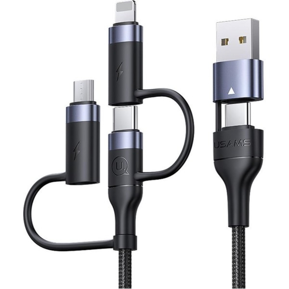 Usams US-SJ547 Usb+Type-C To Type-C+Lightning+Microusb,1.2m 6 In 1 Hızlı Şarj ve Data Kablosu Cep Telefonu Kablosu Fiyatı