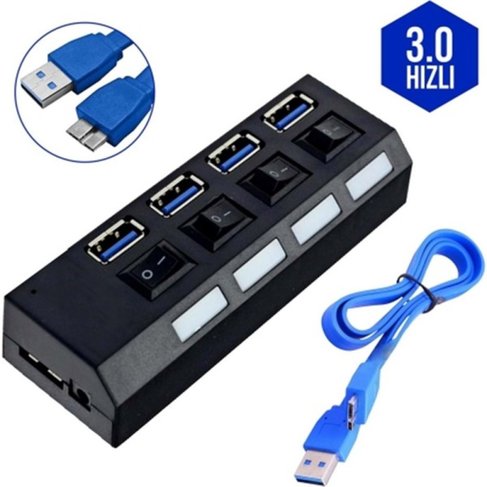 USB 3.0 Anahtarlı 4 Port USB Hub Bilgisayar Çevirici ve Adaptörü Fiyatı