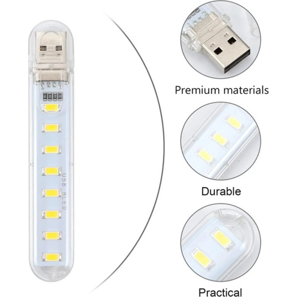 USB 8 LED Beyaz Lamba Gece Lambası Laptop - Powerbank Uyumlu LED Kamp Işığı Kamp Malzemeleri Fiyatı