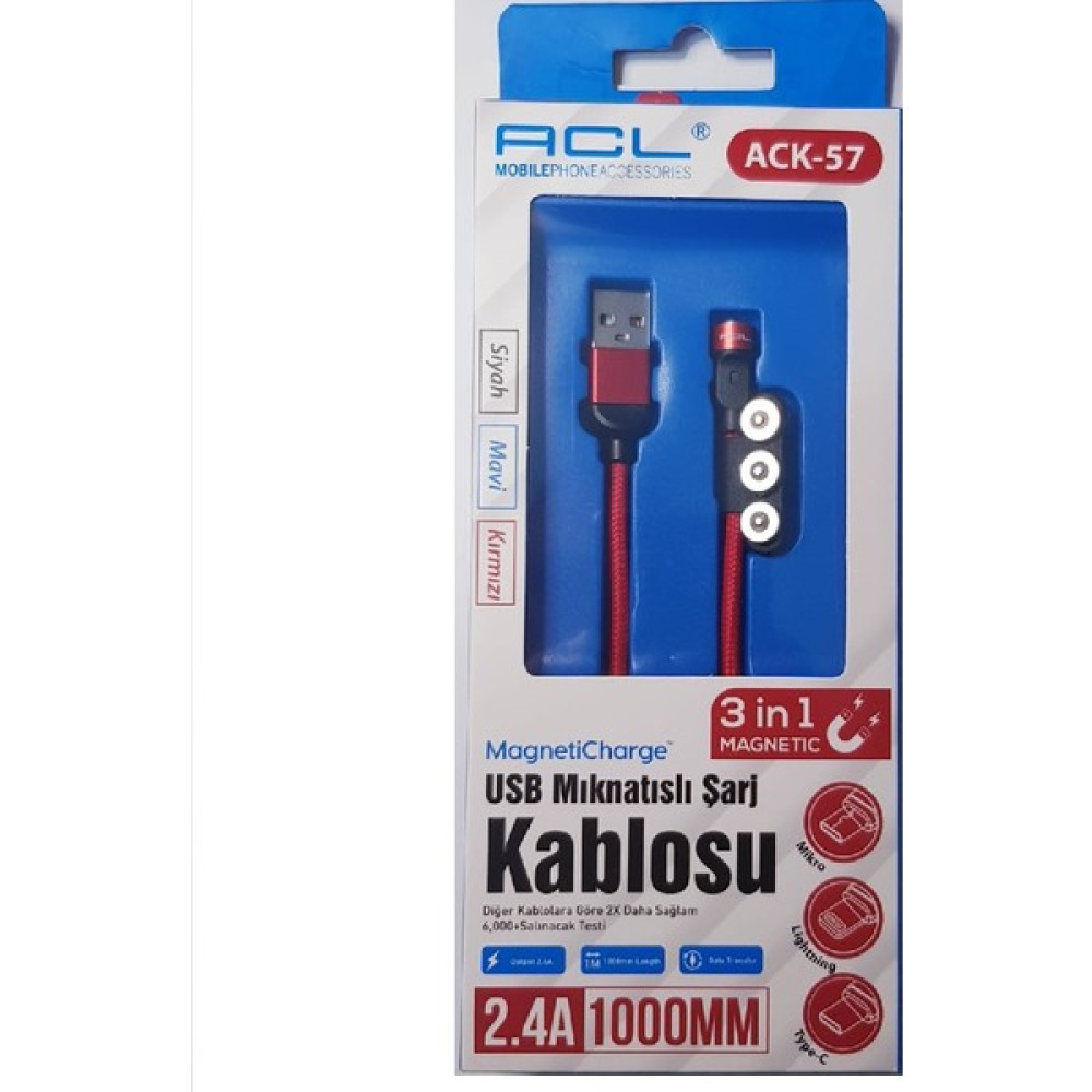 USB Mıknatıslı Şarj Kablosu - Kırmızı Cep Telefonu Kablosu Fiyatı