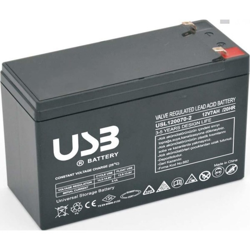USB USL120070-2 12V 7AH Kuru Tip Akü Akü Fiyatı