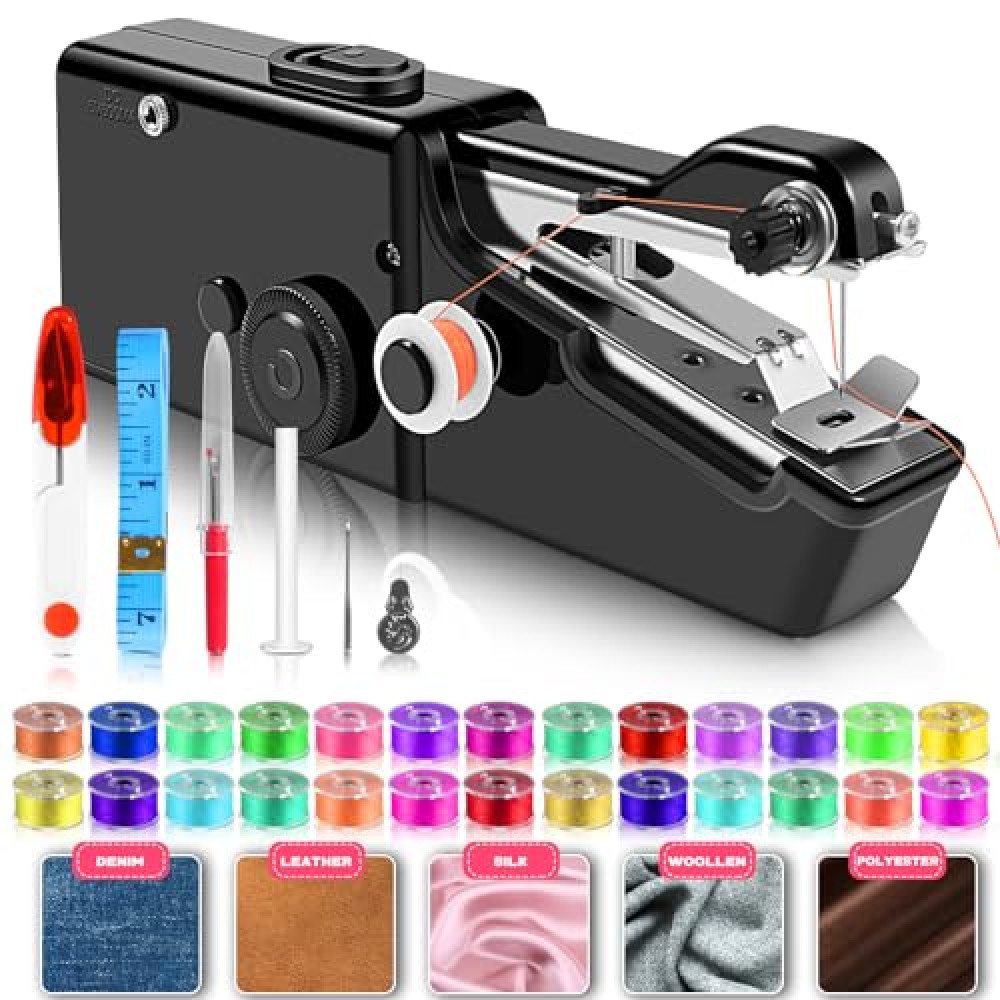 User-Friendly Cordless Handheld Sewing Machine for Beginners, Mini Sewing Machine with Accessories Kit, Portable for A Variety of Fabrics, Clothes Repair Easy A Must-Have for Home DIY