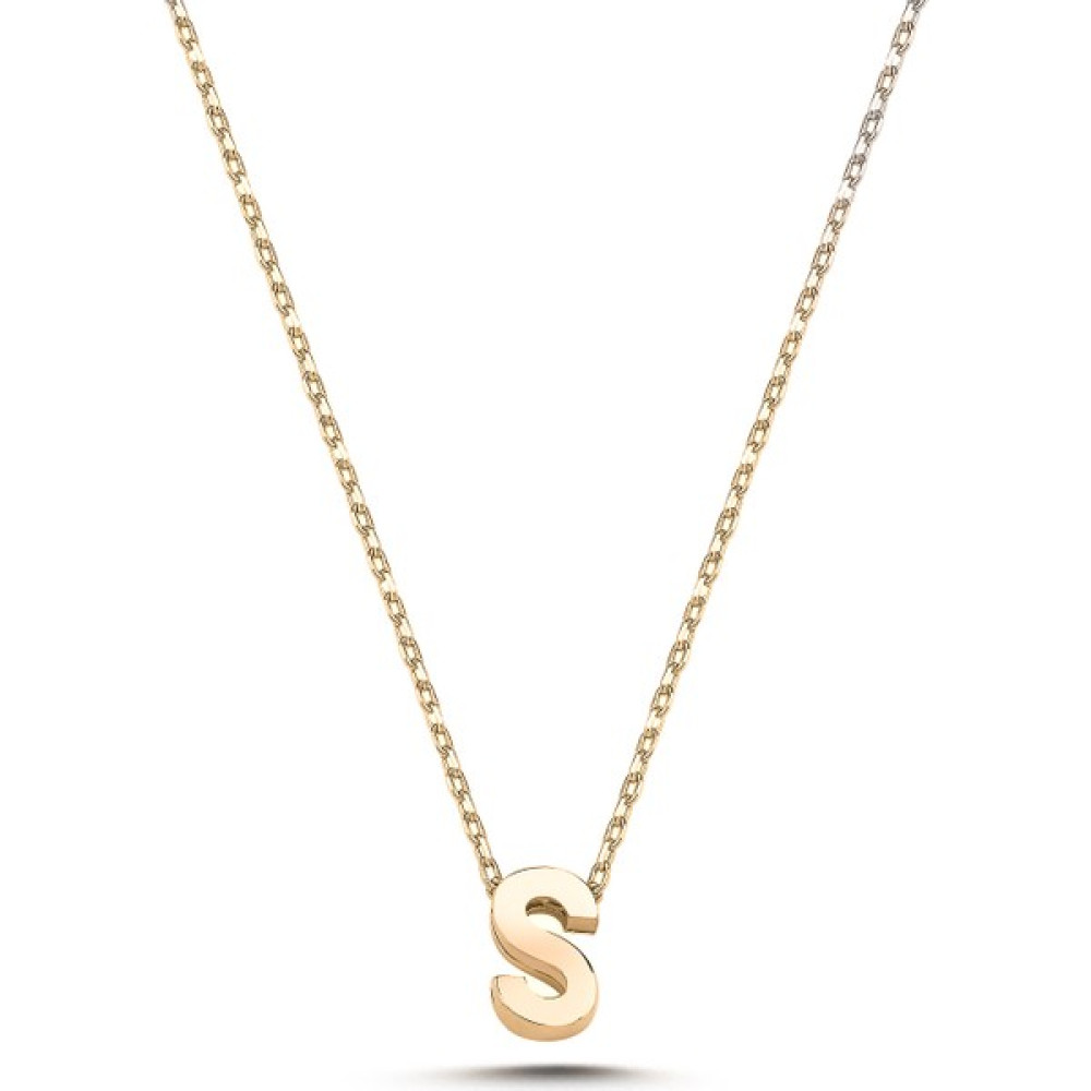 Usho Jewelry 925 Ayar Gümüş Harf Kolye - S - Rose - 40+5 cm Gümüş Kolye Fiyatı