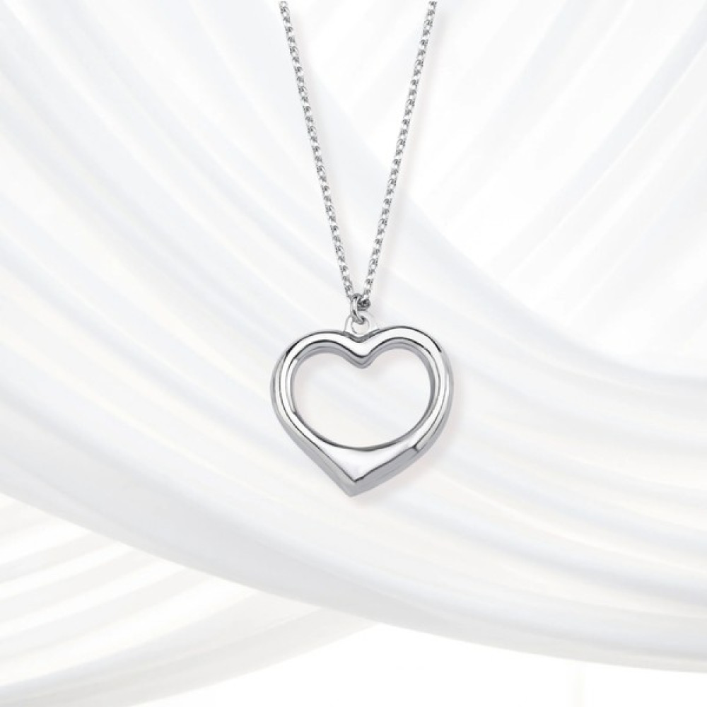 Usho Jewelry 925 Ayar Gümüş Kalp Kolye - Silver - 55 cm Gümüş Kolye Fiyatı