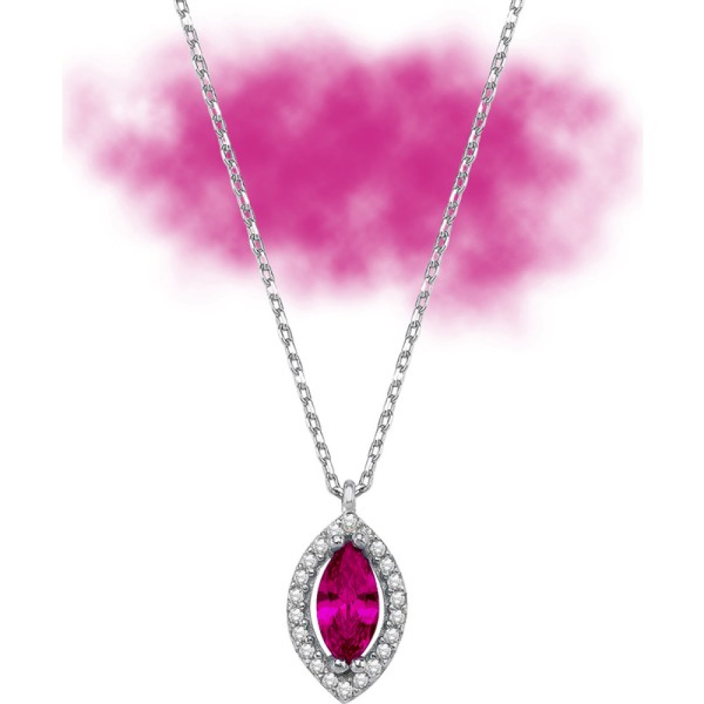 Usho Jewelry 925 Ayar Gümüş Pırlanta Modeli Mekik Kolye - Koyu Pembe Gümüş Kolye Fiyatı
