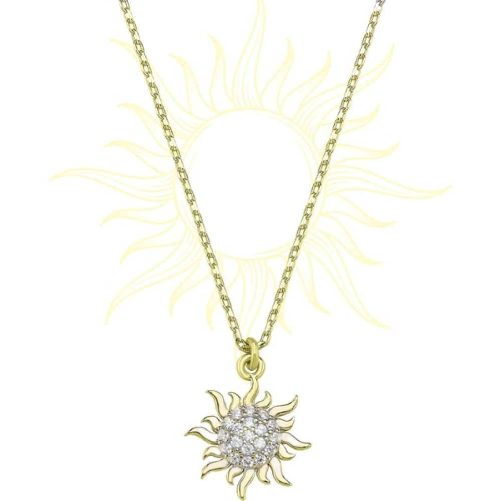 Usho Jewelry 925 Ayar Gümüş Şık Taşlı Güneş Kolye - Gold - 45 cm Gümüş Kolye Fiyatı