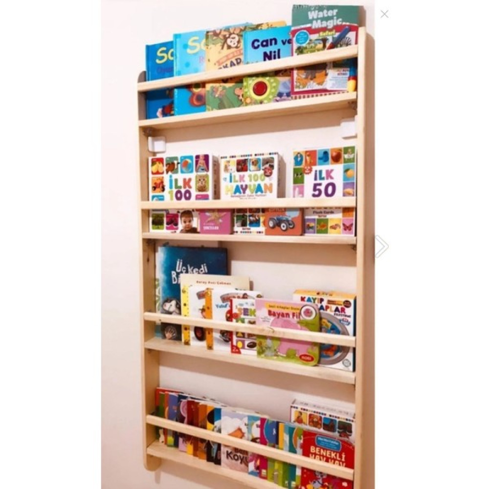 Üsküp Yapı Ahşap Montessori Eğitici Çocuk Odası Kitaplık Rafı Duvara Monte 4 Bölmeli 120 cm x 60 cm x 6 cm KAL10, One Size Duvar Rafı Fiyatı