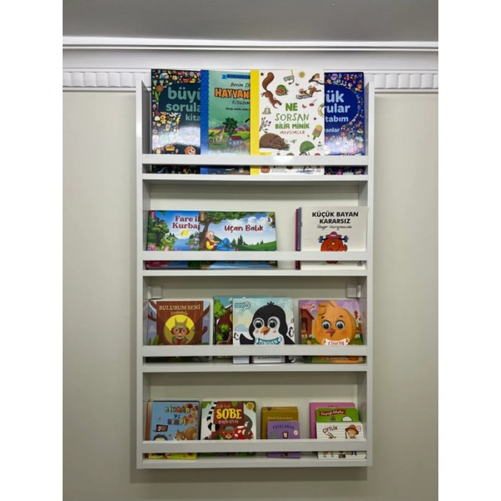 Üsküp Yapı Dekoratif Mdf Duvar Rafı & Kitaplığı Montessori Çoçuk Kitaplığı Kitaplık - Beyaz Duvar Rafı Fiyatı