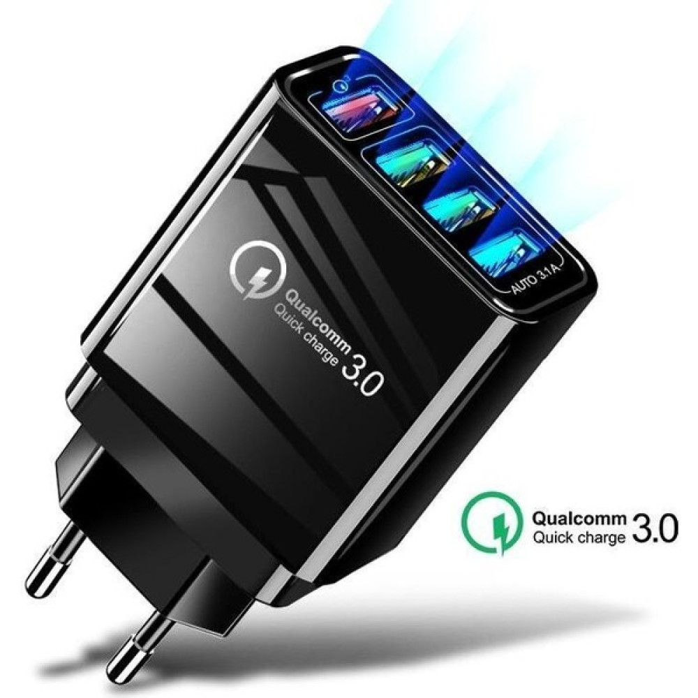 Uslion 4 Port 48W Qc 3.0 Hızlı Şarj USB Şarj Başlık Adaptör - Siyah Cep Telefonu Şarj Cihazı Fiyatı