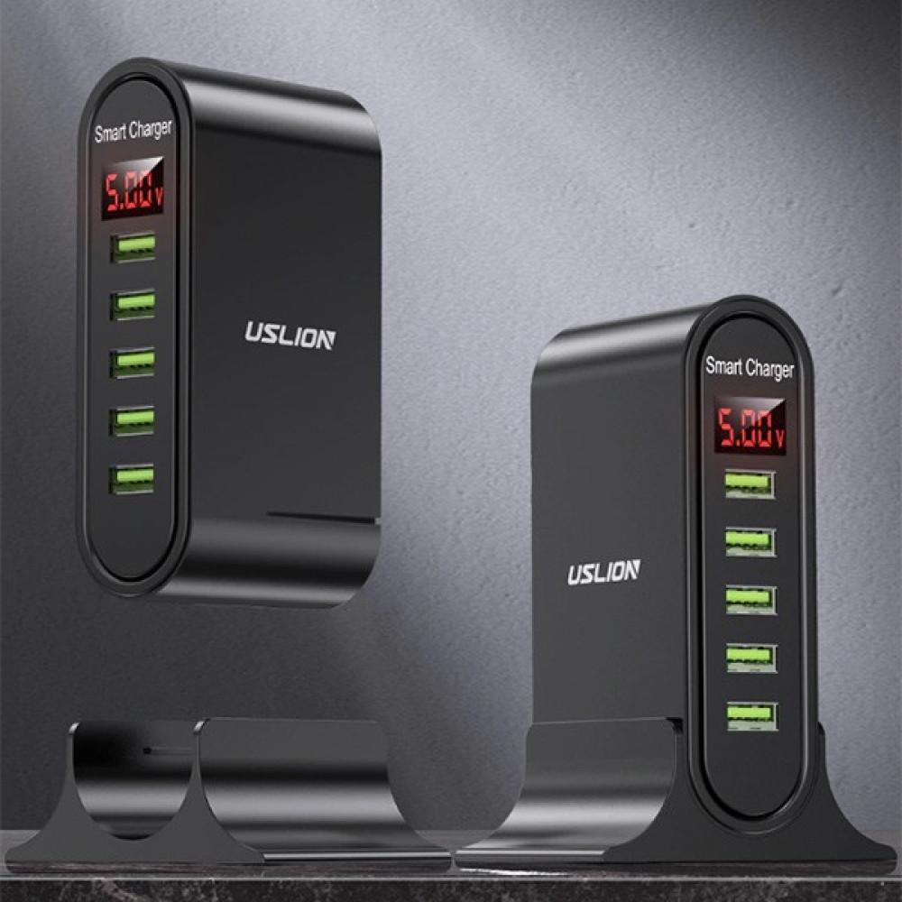 Uslion 5 Çoklu Port USB Şarj Aletı Masaüstü Şarj Istasyonu 5V 4A - Siyah Cep Telefonu Şarj Cihazı Fiyatı