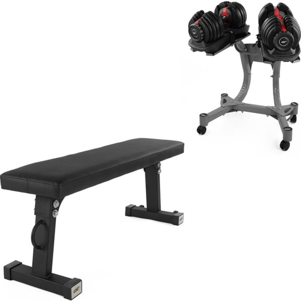 USR ADB24 2x24 Kg Ayarlanabilir Dambıl + Stand + Düz Bench Set Dambıllar & El / Ayak Ağırlıkları Fiyatı