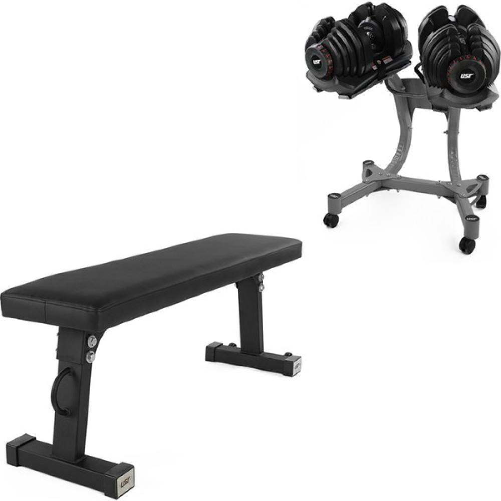 USR ADB40 2x40 Kg Ayarlanabilir Dambıl + Stand + Düz Bench Set Dambıllar & El / Ayak Ağırlıkları Fiyatı
