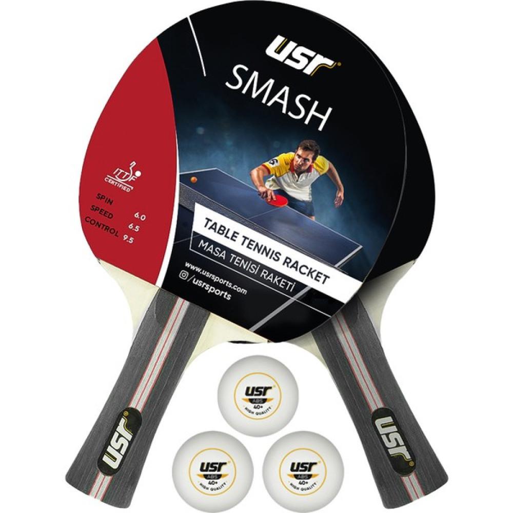 USR Smash-RB Masa Tenisi 2 Raket + 3 Top Set Tenis & Badminton Fiyatı