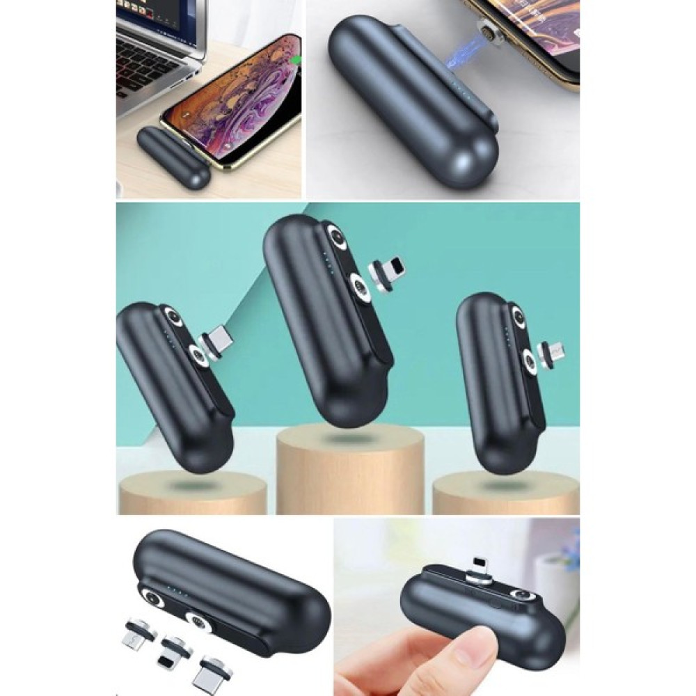 Utelips 2600MAH Powerbank Manyetik Şarj Kapsül 3 In 1 Type-C & Micro USB & Apple 3 Başlıklı Mini Taşınabilir Taşınabilir Şarj Cihazı - Powerbank Fiyatı