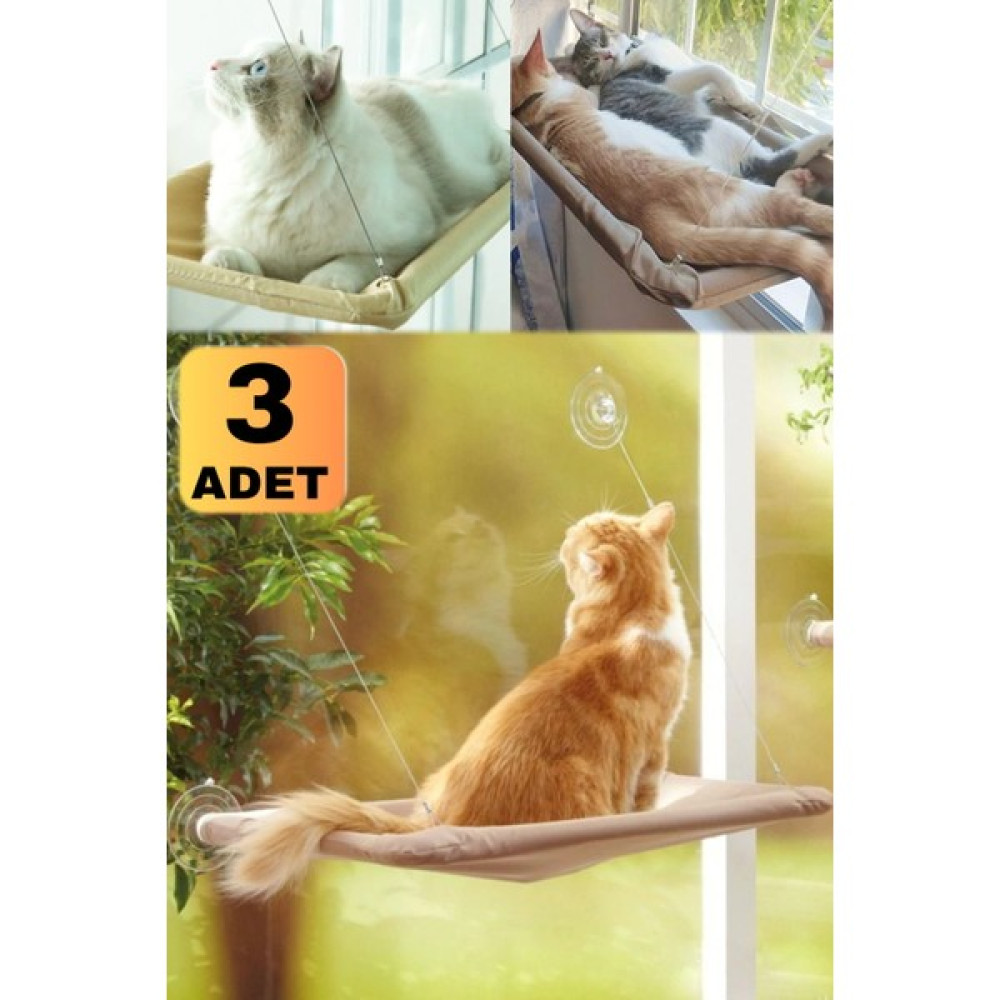 Utelips 3 Adet Tüylü Portatif Kedi Yatağı Hamağı Vantuzlu Pencereye Monte Edilebilen Yumuşak Cama Asma Yatak Evcil Hayvan Ürünleri Fiyatı