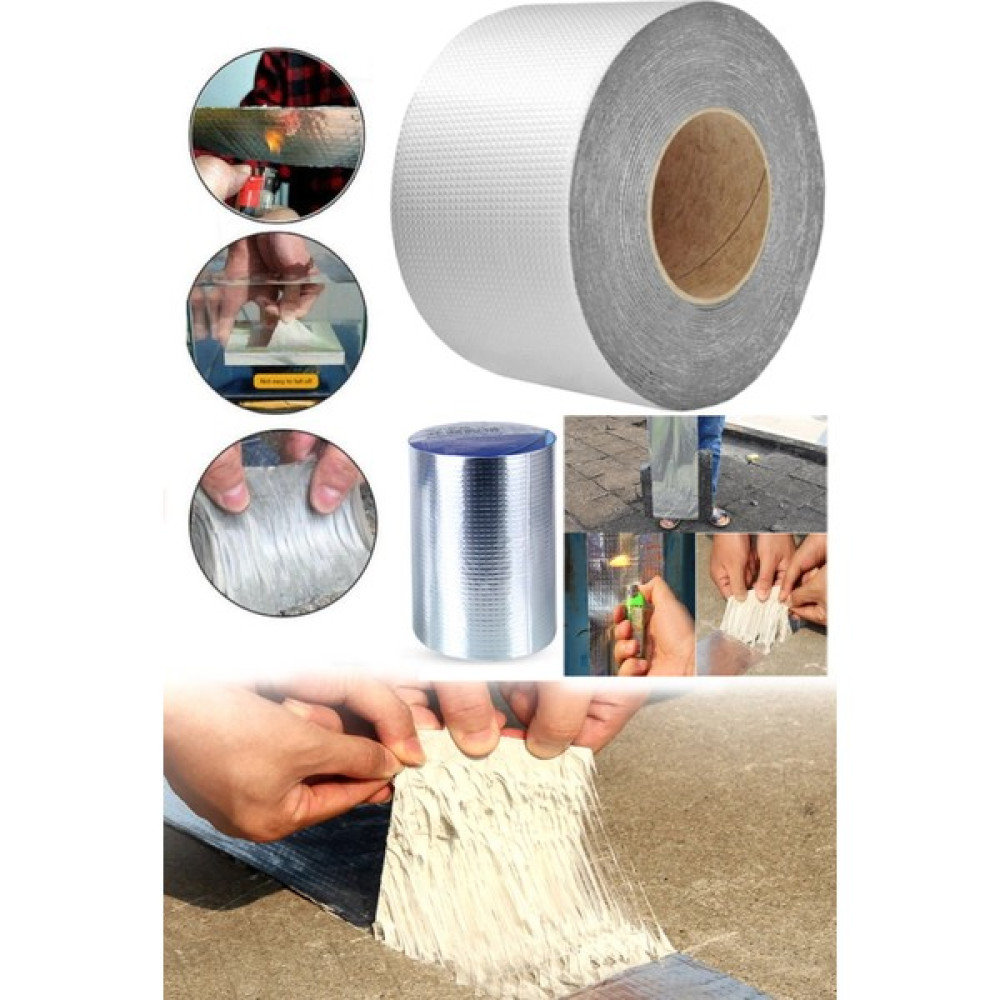 Utelips 5 Metre x 10 cm Boru Fanyans Mermer Pimaş Tesisat Alüminyum Izolasyon Bandı Tamir Seti Uzun Gri Pro Selobant Fiyatı