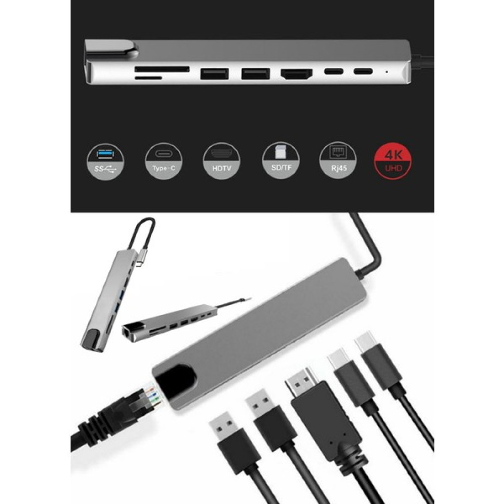 Utelips 8'i 1 Arada USB Hub Usb-C Hub HDMI4K MacBook & iPad Uyumlu Çoklayıcı Kart USB Hub 3.0 HDMI Giriş Bilgisayar Çevirici ve Adaptörü Fiyatı