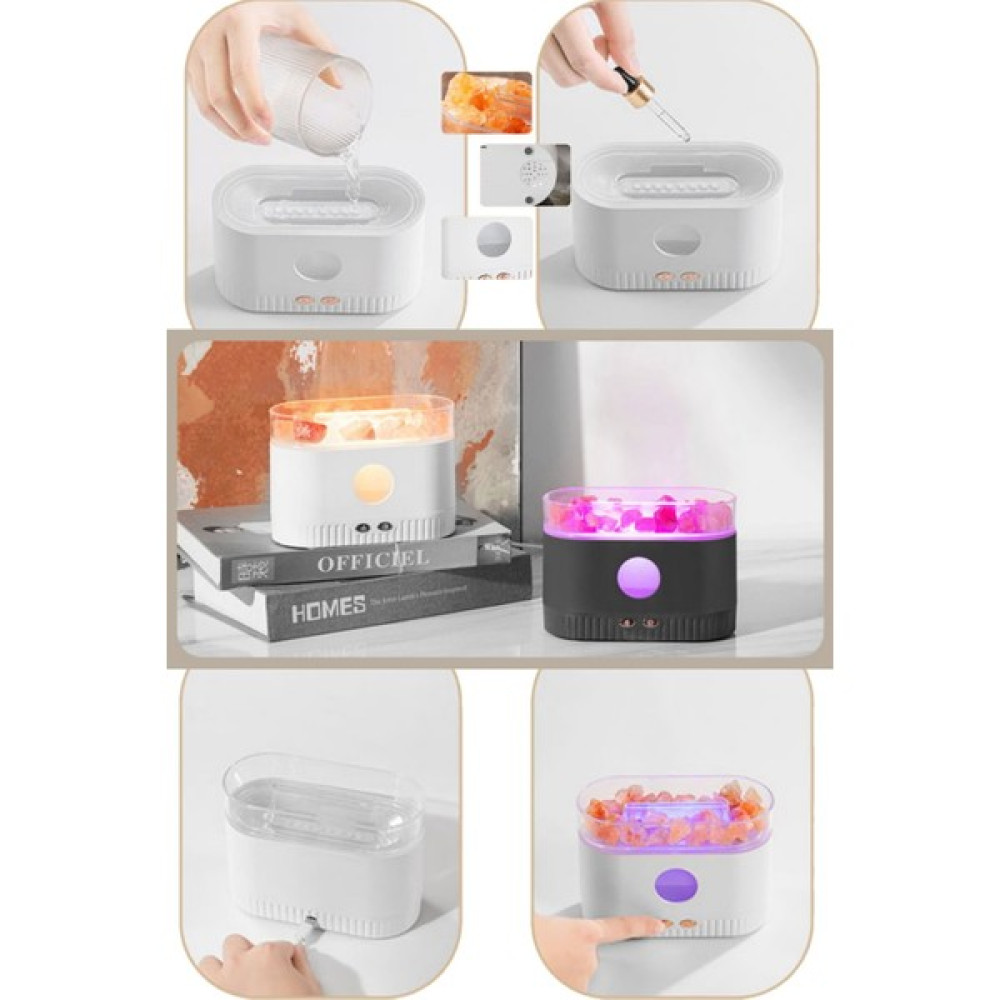 Utelips Alev Aromaterapi Tuz Taşı Hava Nemlendirici USB Esansiyel Yağ Difüzör Ev Odası Koku Aroma Difüzör - Siyah Hava Temizleme - Nemlendirme Cihazları Fiyatı
