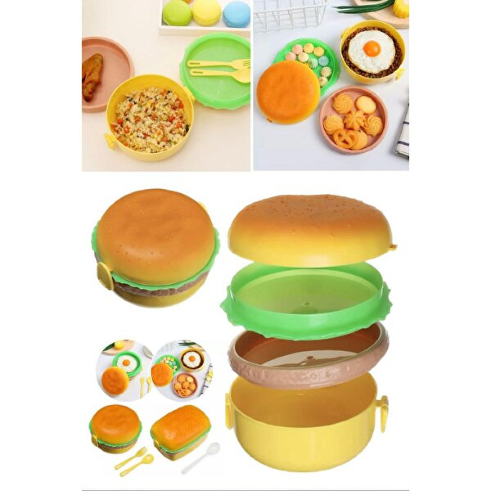 Utelips Hamburger Görünümlü Yiyecek Saklama Kabı 3 Katlı Bölmeli Sefer Tası Eğlenceli Yaratıcı Beslenme Kutu Saklama Kapları Fiyatı