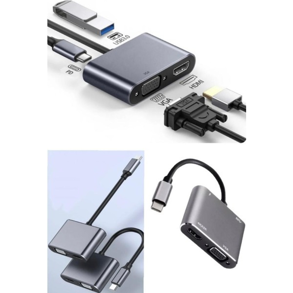 Utelips Macbook Şarj Istasyonu USB 3.0 Pd 87W Ses Video Dönüştürücü Adaptörü Tip-C'yi HDMI VGA Hub Çevirici Bilgisayar Çevirici ve Adaptörü Fiyatı