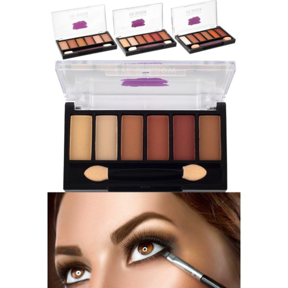 Utelips Make Up Kutulu Fırçalı 6'lı Göz Üstü Far Paleti Kaliteli Set Soğuk Kahve ve Kaliteli Far Paket Seti Göz Farı Fiyatı