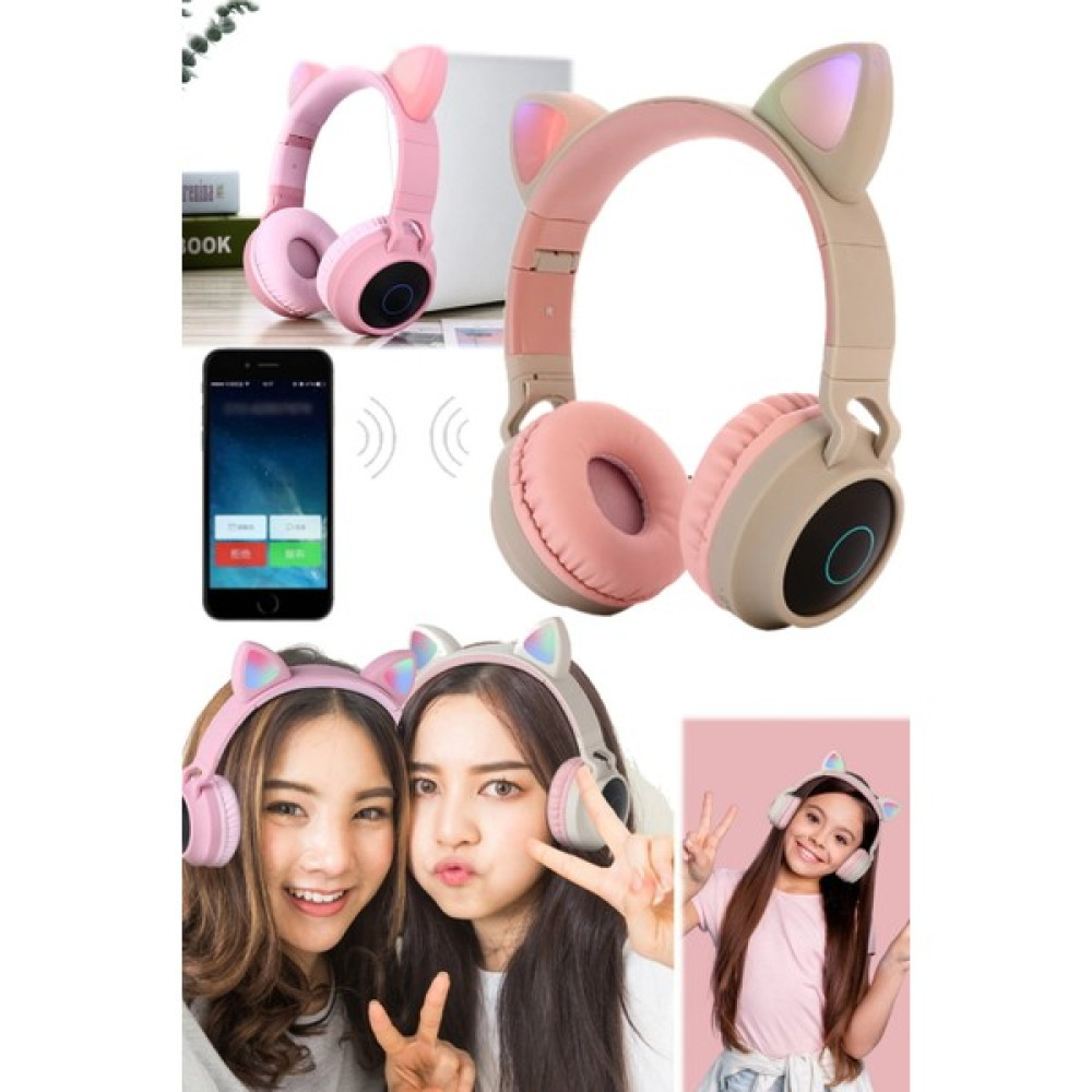 Utelips Mikrafonlu Kedi Şekilli Kulaklı Bluetooth Kulaklık Kulak Üstü Kablolu Kablosuz Kulaklık Katlanan Kulak Üstü Kulaklık Fiyatı