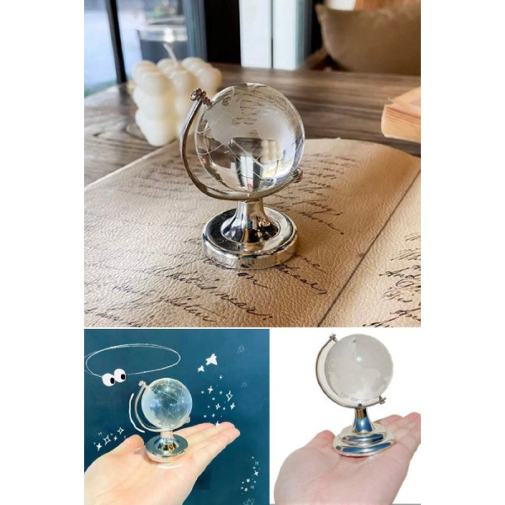 Utelips Mini Jumbo Küçük Boy Gümüş Yuvarlak Dünya Küre Dünya Haritası Kristal Cam Şeffaf Hediyelik Masa Üstü Hediyelik Eşya Fiyatı