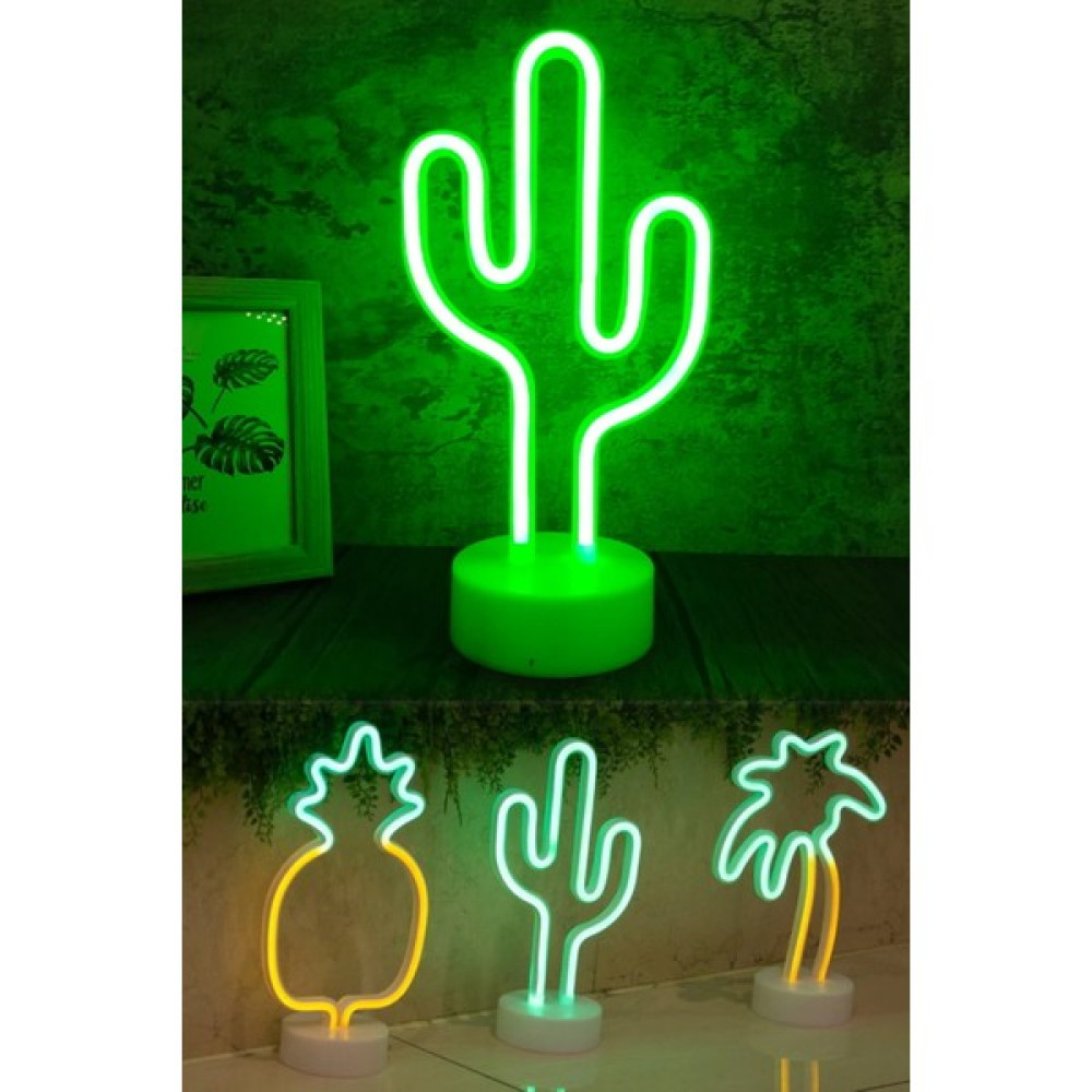 Utelips Neon Işıklı Kaktüs Gece Lambası LED Masa Aydınlatması Dekoratif Şık Tasarım Neon Lambası Ledli Pro - Beyaz Gece Lambası Fiyatı