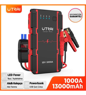 Utraı Jstar Mini 13000MAH 1000A Jump Starter Taşınabilir Akü Takviye Cihazı ( Powerbank + LED Lamba) Akü Şarj Edici Fiyatı