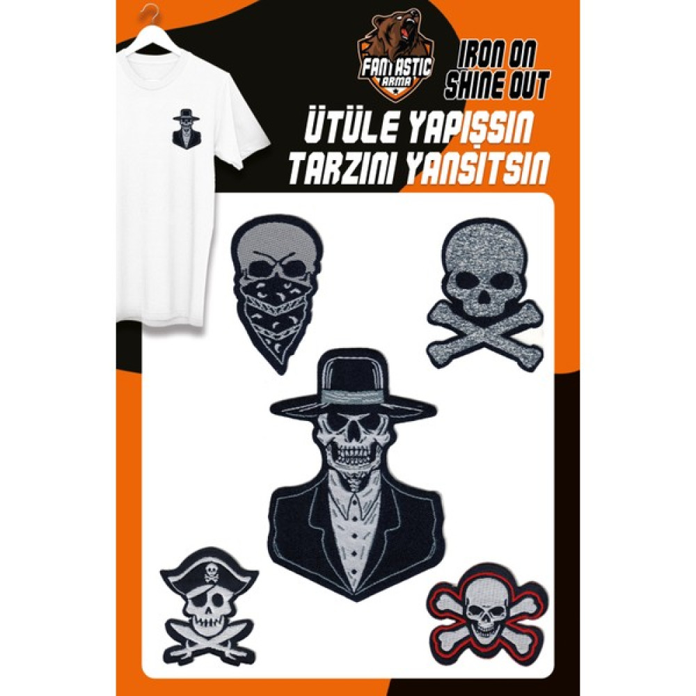 Ütü ile Yapışan Dokuma Arma Seti Patch Kurukafa, Korsan, Skull Modeli Oyun & Hobi Fiyatı