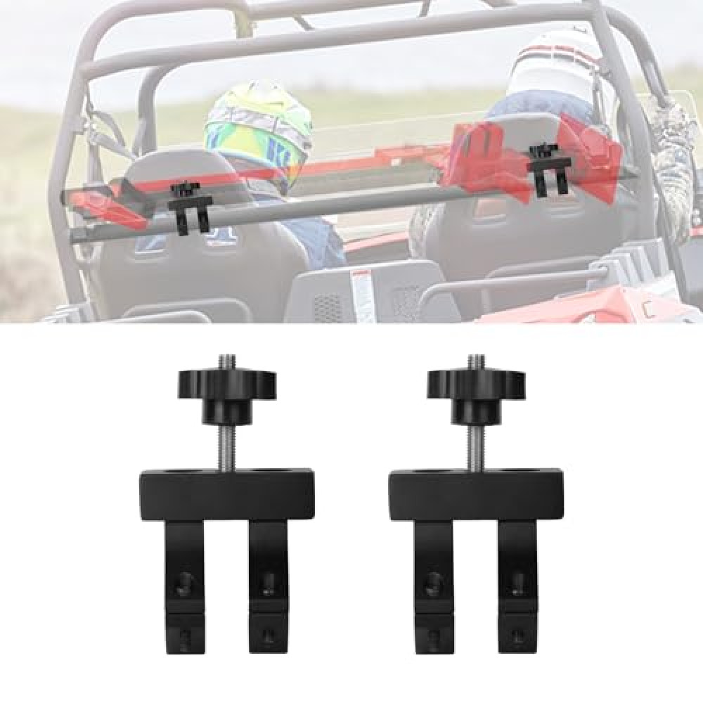 UTV ATV High-Lift Jack Tube Mount for 1.75"-2" Roll Bar Adjustable Black Double Bracket Compatible with Polaris Ranger 1000