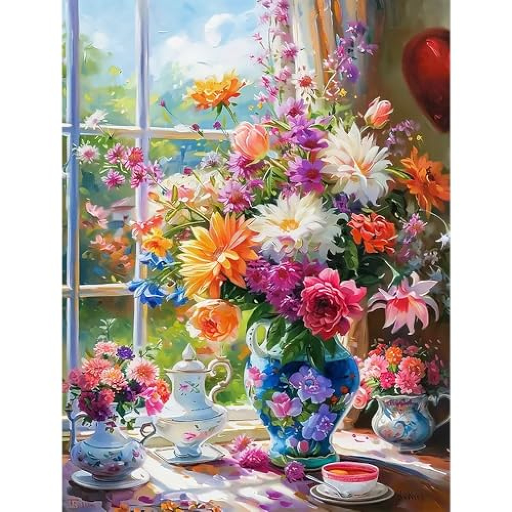 uuxsretaio Flowers Paint by Numbers Kit for Adults Beginner, Adults' Paint-by-Number Kits on Canvas, DIY Acrylic Paint by Number Kits for Beginner Oil Painting Arts Crafts 16x20inch