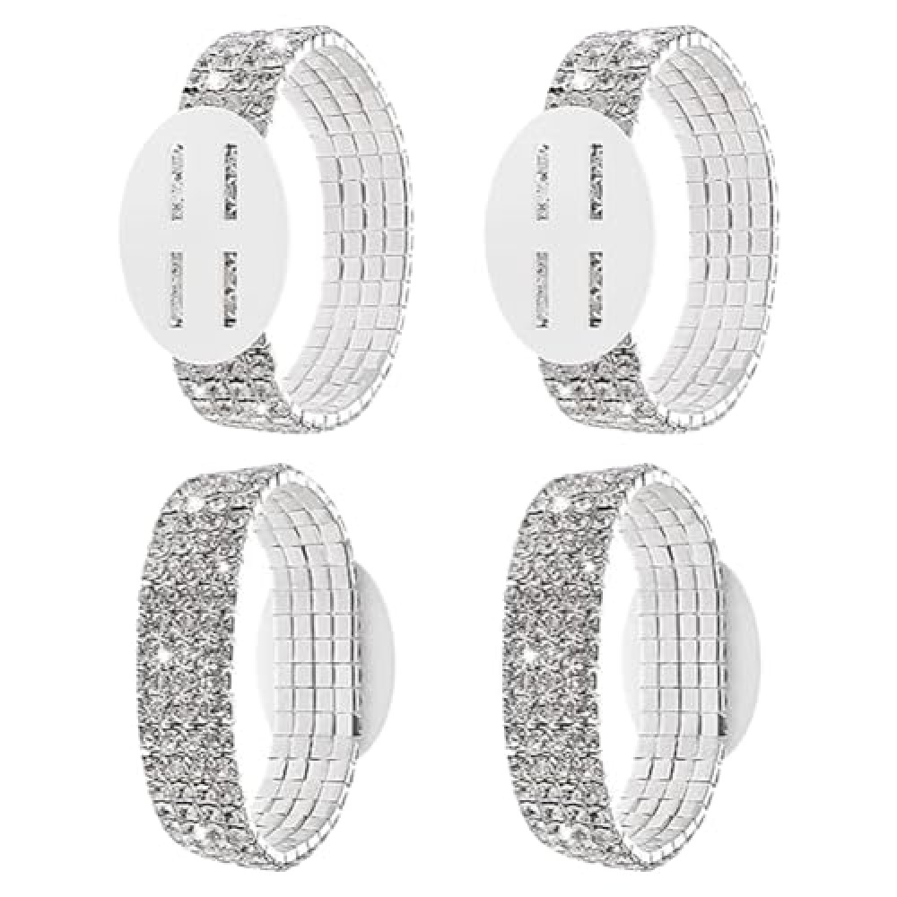 UUYYEO 4 Pcs 5cm Elastic Rhinestone Wrist Corsages Small Wrist Corsage Bands Wedding Corsage Wristlets Bride Corsage Bracelets Flower Wristband Holders for Girls Women