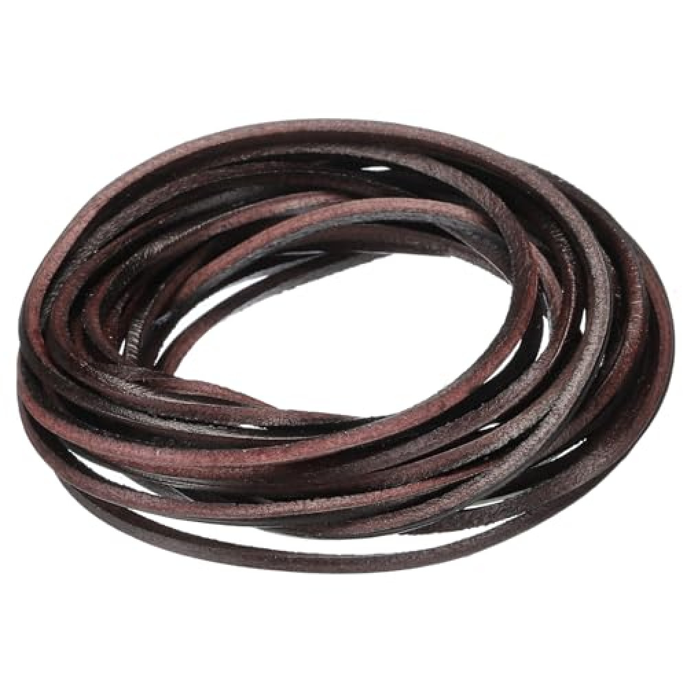 uxcell 3.3 Yards 2mm Flat Leather Cord, Leather Lacing Strips for DIY Crafts Coffee