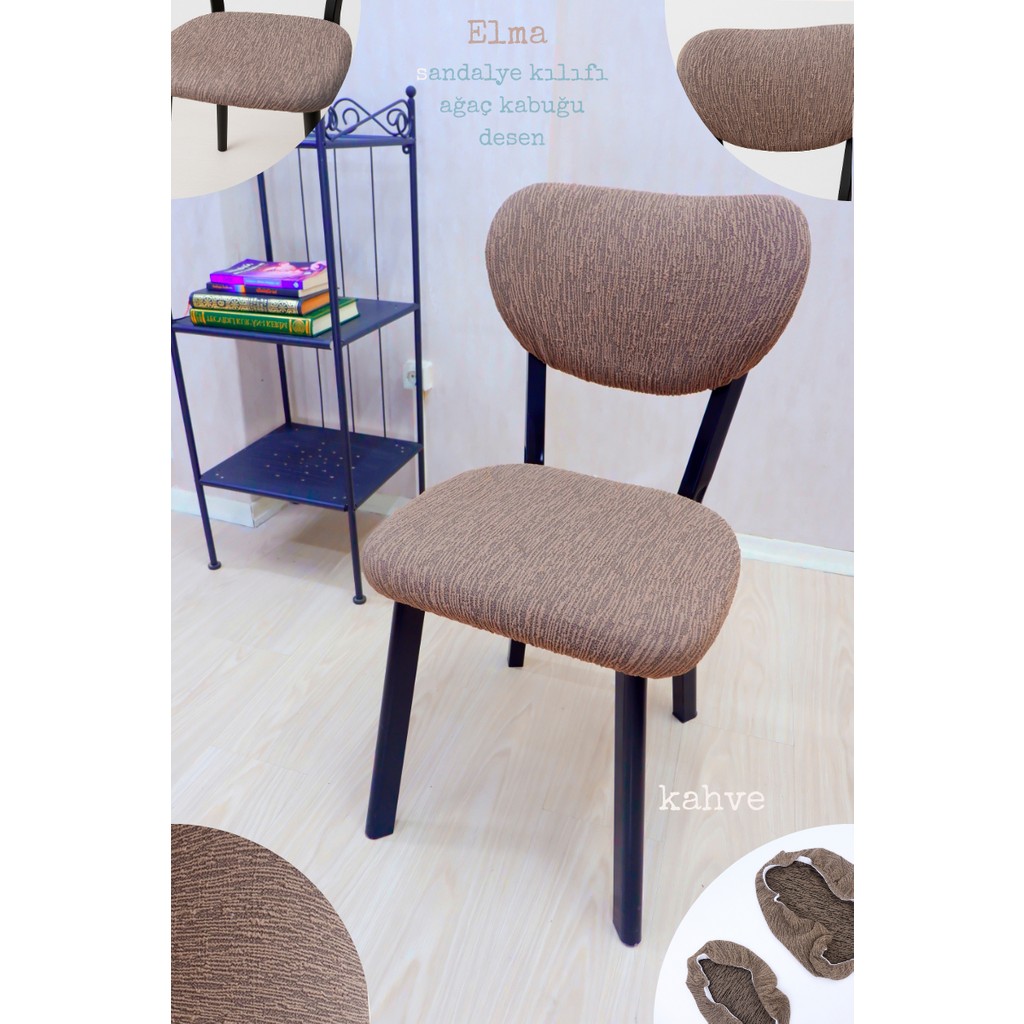 UY STYLE Jakarli Kumaş Elma Sandalye Kılıfı ,lastikli,esnekli Sandalye Örtüsü(Çubuk Desen) 1 Adet - 45 x 51 cm - Kahve Standart Sandalye Fiyatı