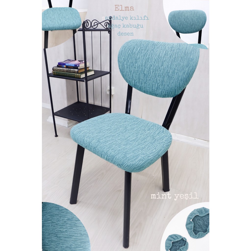 UY STYLE Jakarli Kumaş Elma Sandalye Kılıfı ,lastikli,esnekli Sandalye Örtüsü(Çubuk Desen) 1 Adet - 45 x 51 cm - Mint Yeşili Standart Sandalye Fiyatı