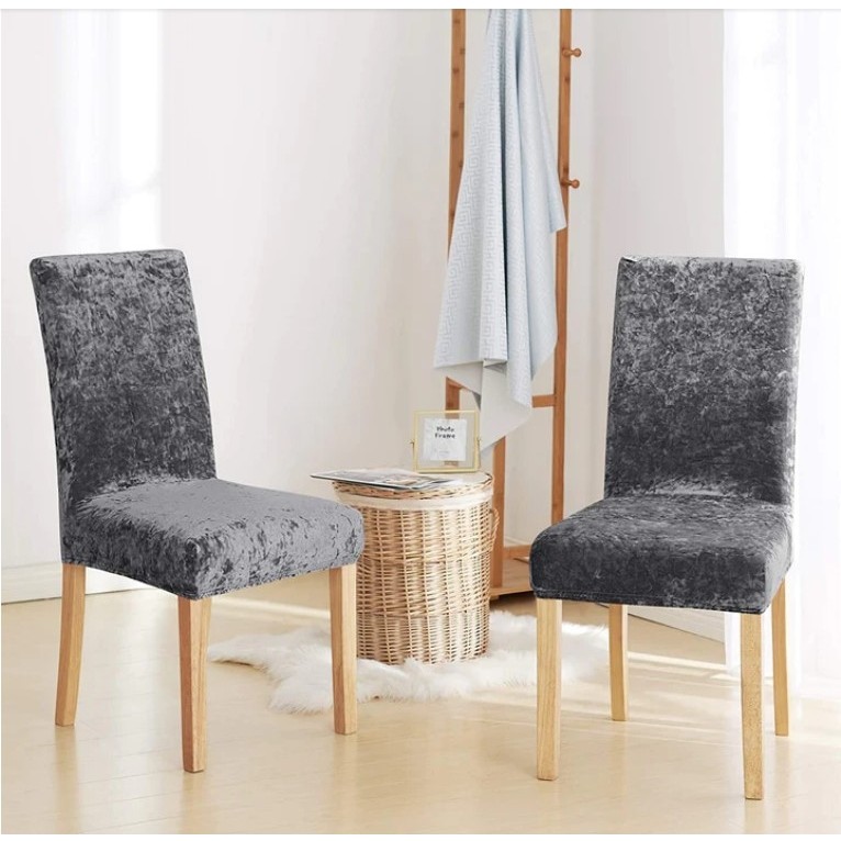 Uy Style Tekstil Uy Style Kadife Sandalye Kılıfı ,sandalye Örtüsü Lastikli , 1 Adet - Antrasit - 35 x 50 cm Standart Sandalye Fiyatı