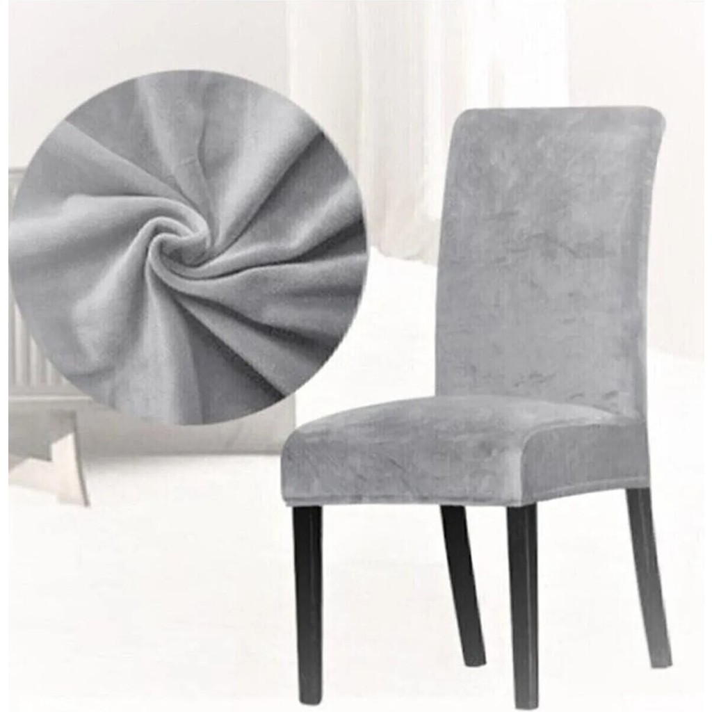 Uy Style Tekstil Uy Style Kadife Sandalye Kılıfı ,sandalye Örtüsü Lastikli , 1 Adet - Gri - 35 x 50 cm Standart Sandalye Fiyatı