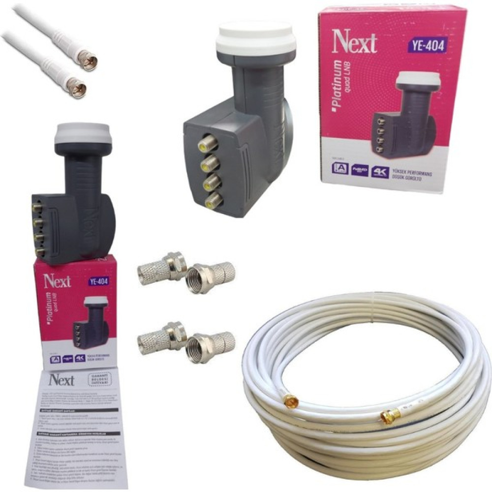 Uydupark Next 4'lü Lnb+20 Metre Hazır-Tak-Kullan Uydu Anten Kablosu LNB ler Fiyatı