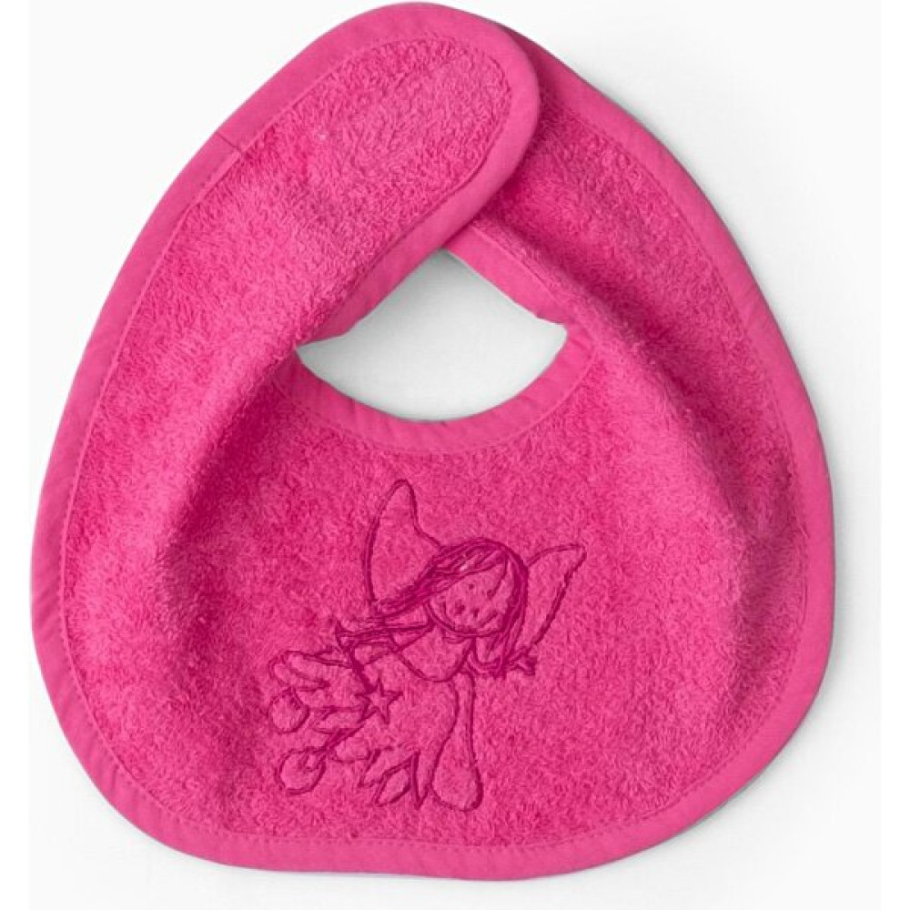 Uygun Bebe Peri Kızı Nakışlı Havlu Mama Önlüğü 27X25 cm Fuşya - 1 - 3 Yaş Mama Önlüğü Fiyatı