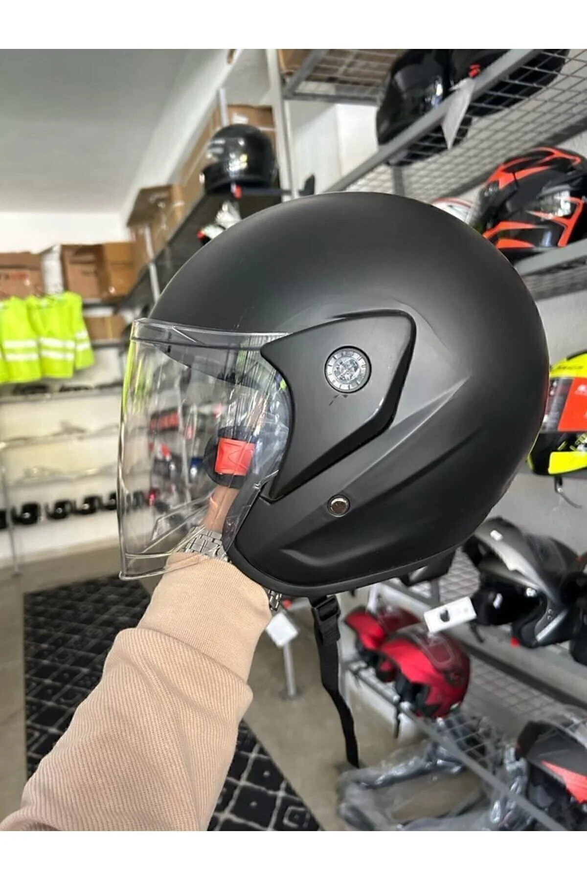 UYGUN MOTOR Kask Yarım Yazlık Motosiklet Kaskı Açık Kask Siyah A- Kalite" Motorsiklet Kaskları Fiyatı