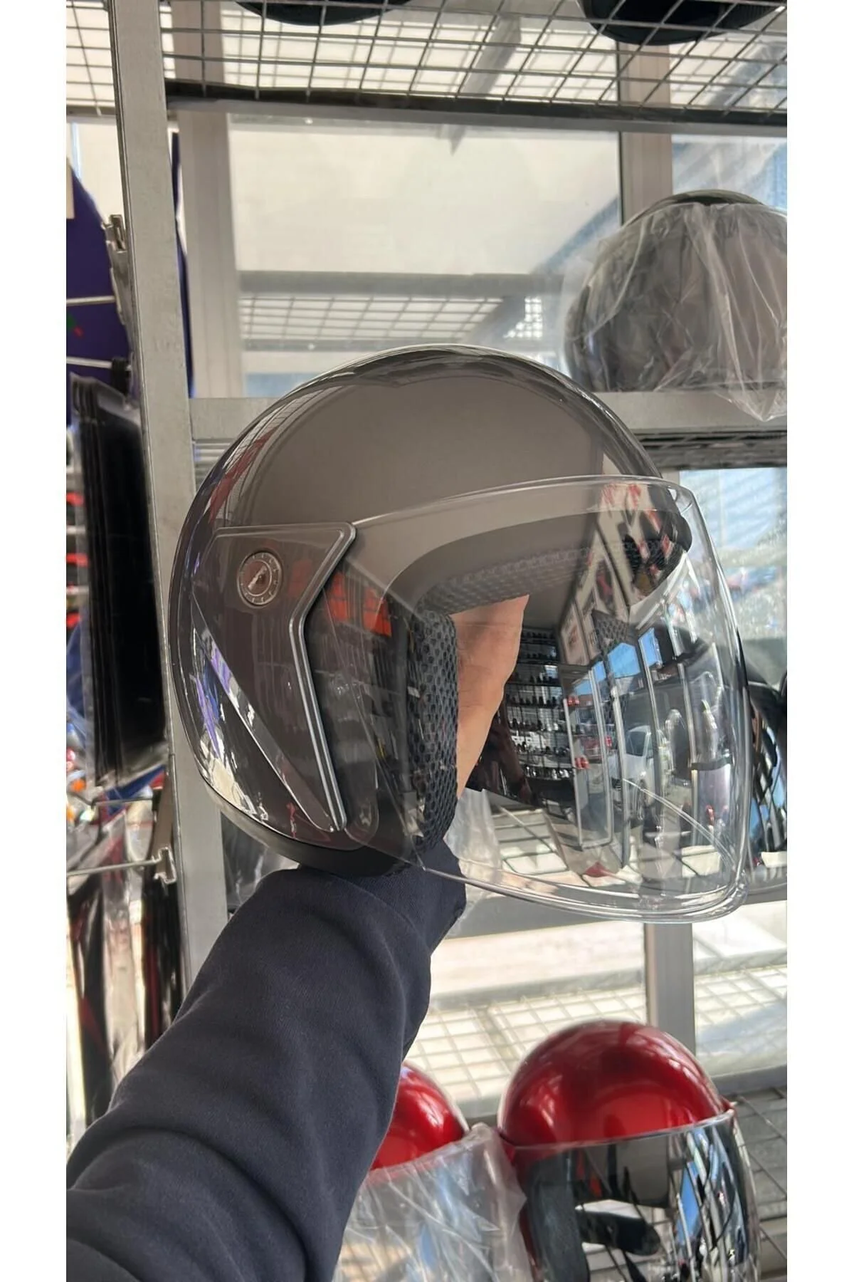 UYGUN MOTOR Yarım Motorsiklet Kaskı 1 Sınıf Kalite Füme M Beden" Motorsiklet Kaskları Fiyatı