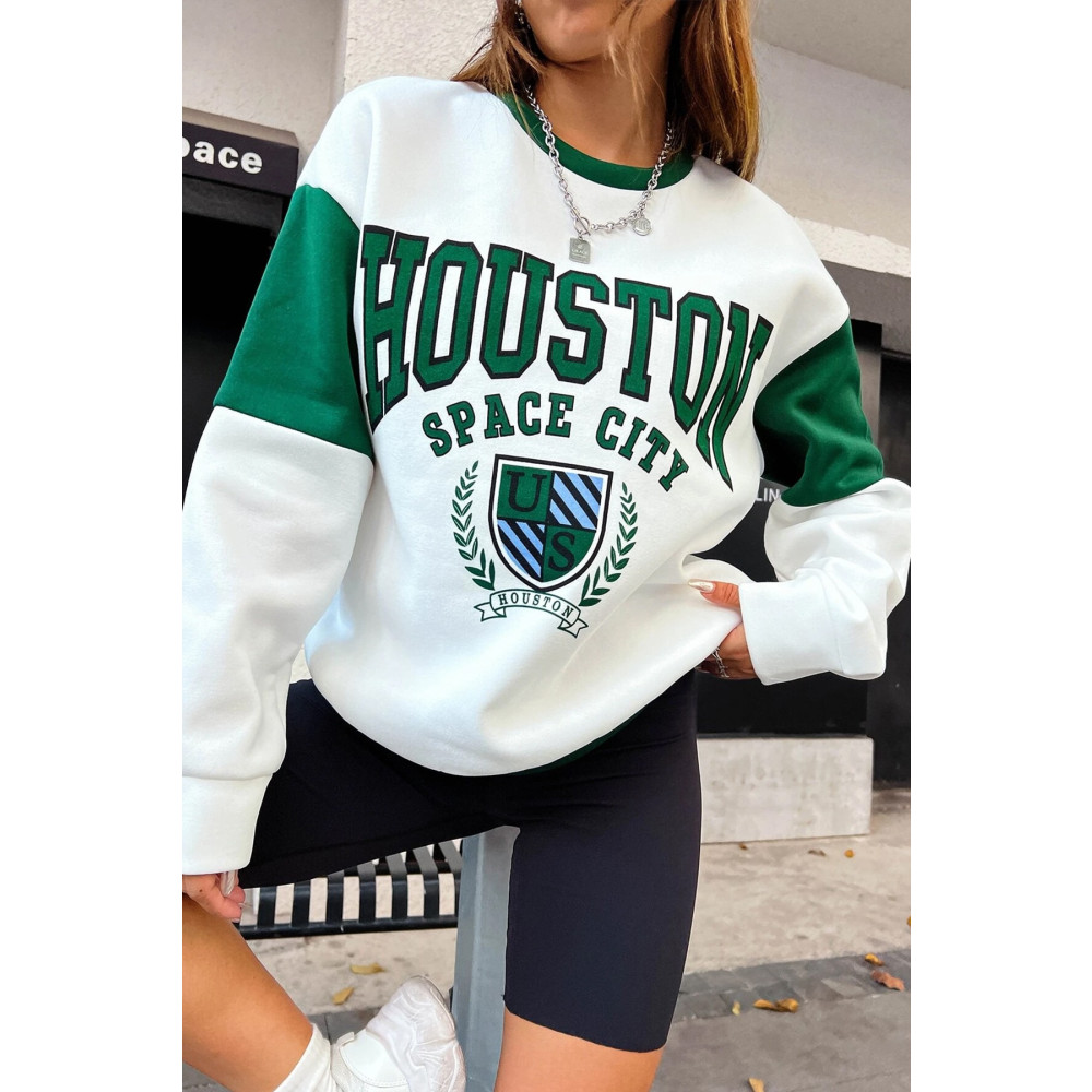 uyguntarz Houston Baskılı Kol Detaylı Oversize Sweatshirt L Beden Bayan Sweatshirt Fiyatı
