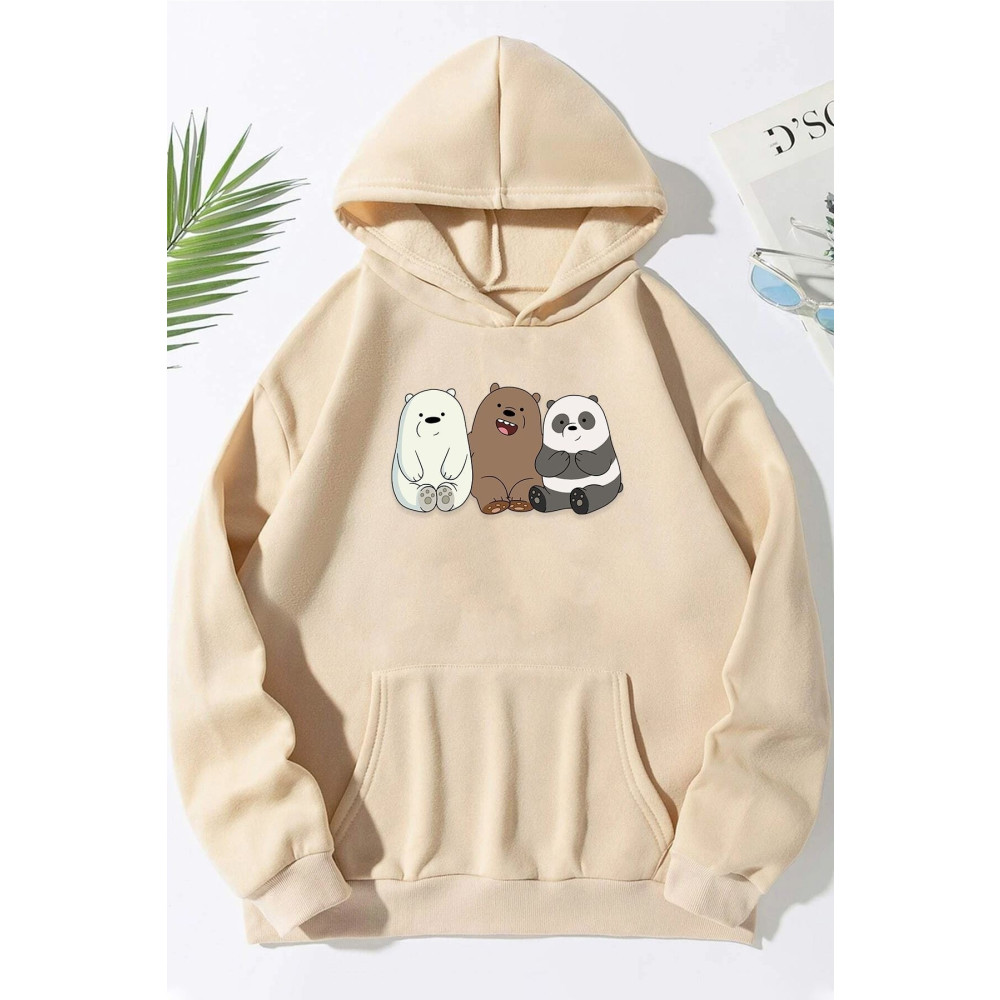 uyguntarz Unisex Kafadar Ayılar Baskılı Sweatshirt XXL Beden Bayan Sweatshirt Fiyatı