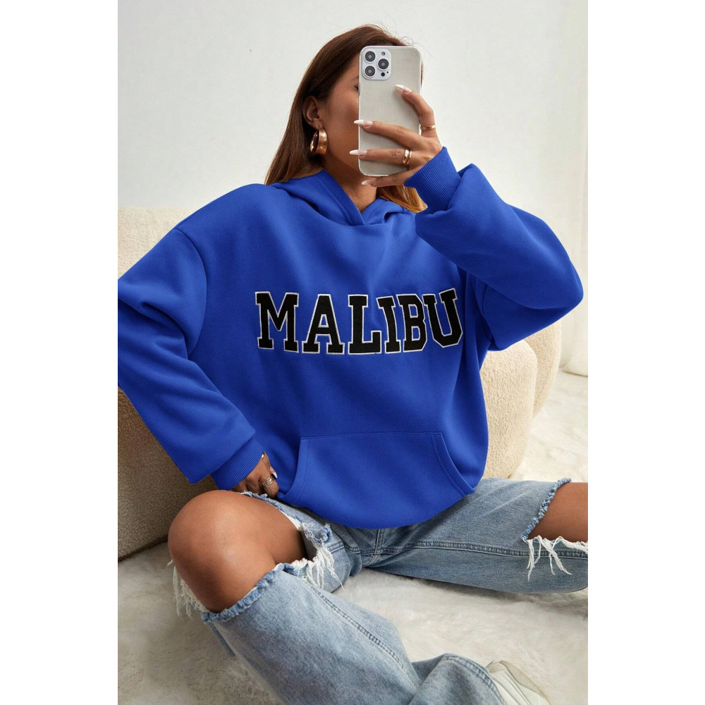 uyguntarz Unisex Malıbu Baskılı Oversize Sweatshirt XXL Beden Bayan Sweatshirt Fiyatı