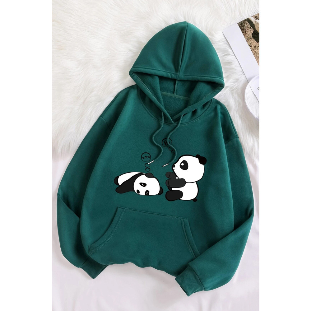 uyguntarz Unisex Panda Baskılı Oversize Sweatshirt S-M Beden Bayan Sweatshirt Fiyatı